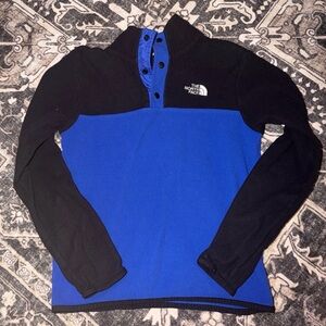 The North Face Black and Royal Blue Snap Fleece Pullover